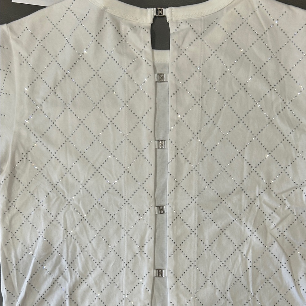 CHANEL White Rhinestone Diamond Pattern Top, size 38/8. NWT. LUXURY - Picture 8 of 10